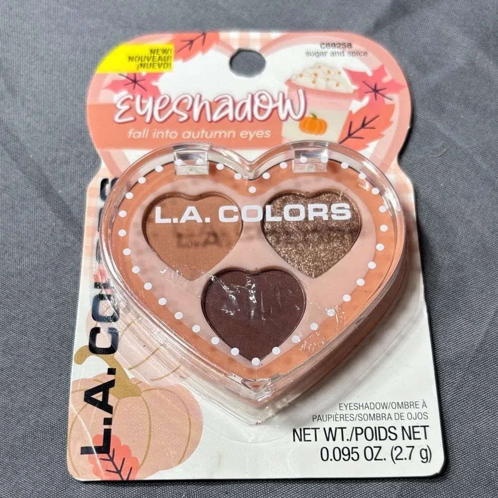 New L.A. Colors Heart Eyeshadow Trio - Bronze, Tan & Deep Brown Sugar and Spice